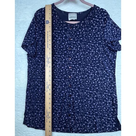 Fashion Bug Vintage Floral Blouse | Women’s XL | Blue Button Front Top - Picture 8 of 14